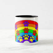 犬の手のプリント付きレインボー ツートーンマグカップ (中央)