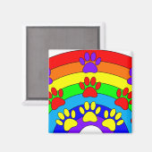 犬の手のプリント付きレインボー マグネット (正面/裏面)