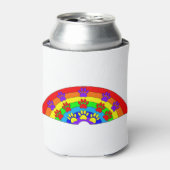 犬の手のプリント付きレインボー 缶クーラー (缶正面)