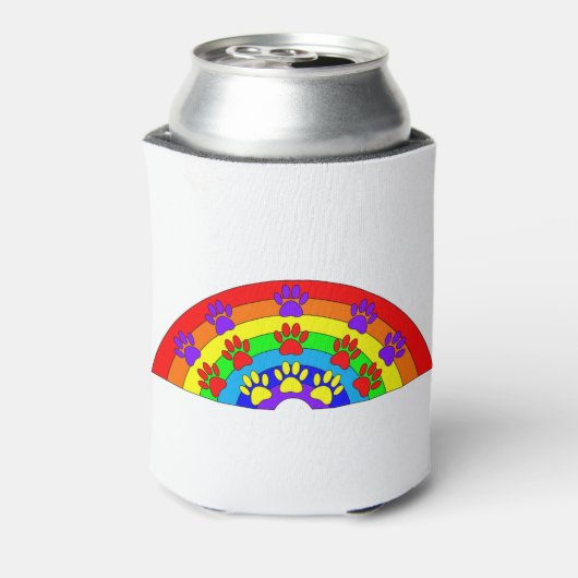 犬の手のプリント付きレインボー 缶クーラー (缶裏面)