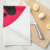 犬の手のプリント付き赤いハート キッチンタオル (四つ折り)