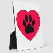 犬の手のプリント付き赤いハート フォトプラーク (側面)