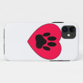 犬の手のプリント付き赤いハート Case-Mate iPhoneケース (裏面(横))