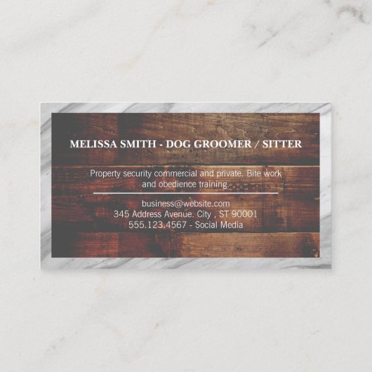 犬の手のプリント | ウッド | 大理石 名刺 (裏面)
