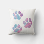 犬の手のプリント – カラフル渦巻き クッション (裏面)