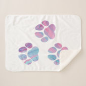 犬の手のプリント – カラフル渦巻き シェルパブランケット (正面(横))