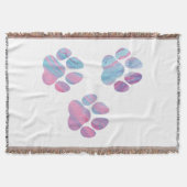 犬の手のプリント – カラフル渦巻き スローブランケット (正面)