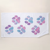 犬の手のプリント – カラフル渦巻き ビーチタオル (正面)