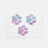 犬の手のプリント – カラフル渦巻き フリースブランケット (正面(横))