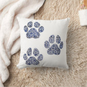 犬の手のプリント – ポルトガルのタイル クッション (ブランケット)