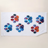 犬の手のプリント – 水中のインク ビーチタオル (正面)