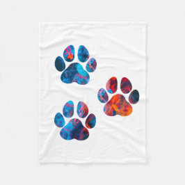 犬の手のプリント – 水中のインク フリースブランケット