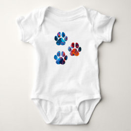 犬の手のプリント – 水中のインク ベビーボディスーツ