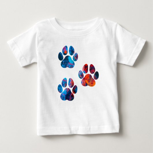 犬の手のプリント – 水中のインク ベビーTシャツ (正面)