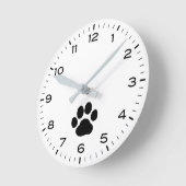犬の手の印刷(時間と分) ラウンド壁時計 (傾斜)