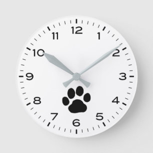 犬の手の印刷(時間と分) ラウンド壁時計