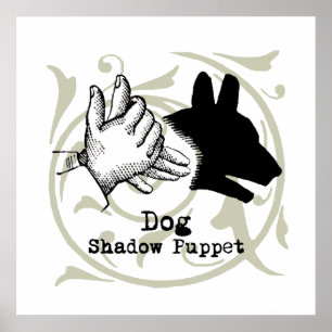犬の手の操り人形シャドウゲームヴィンテージ ポスター