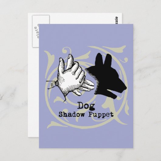 犬の手の操り人形シャドウゲームヴィンテージ ポストカード (正面/裏面)