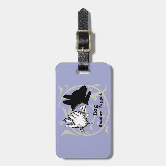 犬の手の操り人形シャドウゲームヴィンテージ ラゲッジタグ (正面縦)