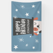 犬の手品師の子供の誕生日のパーティーの背景幕の旗 横断幕 (縦)