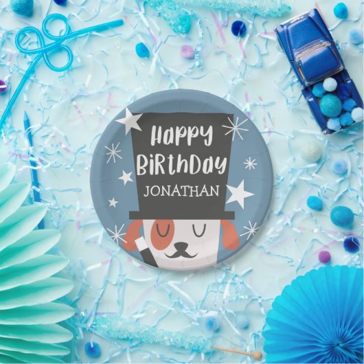 犬の手品師魔法ショーの誕生会 ペーパープレート (パーティー)