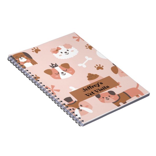 犬の手帳パーソナライズされたまたは獣医への訪問 ノートブック (右側)