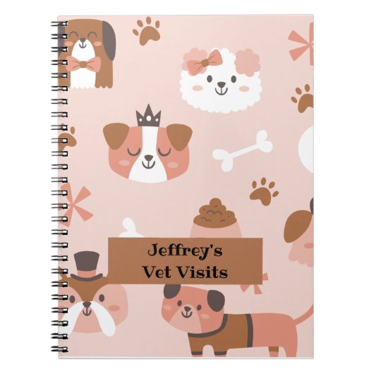 犬の手帳パーソナライズされたまたは獣医への訪問 ノートブック (正面)
