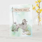 犬の手術感じ後の灰色のプードルの方が良い カード (黄色い花)