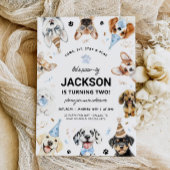 犬の招待状、男の子の子犬の誕生日招待状 招待状