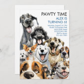 犬の招待状 面白い誕生日パーティー 子供の招待 招待状 (正面/裏面)