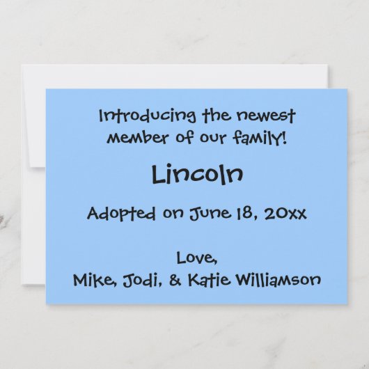 犬の採用または誕生の発表(赤く及び青) 案内状 (裏面)