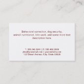 犬の接写 | 犬の訓練（赤） 名刺 (裏面)