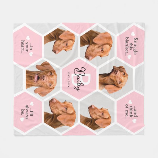 犬の損失ギフト、カスタム6フォトコラージペットメモリアル フリースブランケット (正面(横))