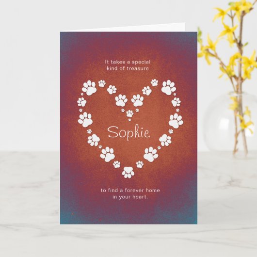 犬の損失/猫のパワプリントハートレインボー悔やみや弔慰 カード (黄色い花)