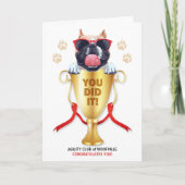 犬の敏捷性お祝いおもしろいトロフィー（名称） カード (正面)