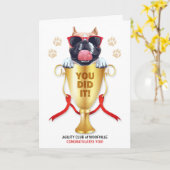 犬の敏捷性お祝いおもしろいトロフィー(名称) カード (黄色い花)