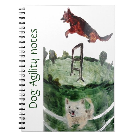 犬の敏捷性絵画のカスタム ノートブック (正面)