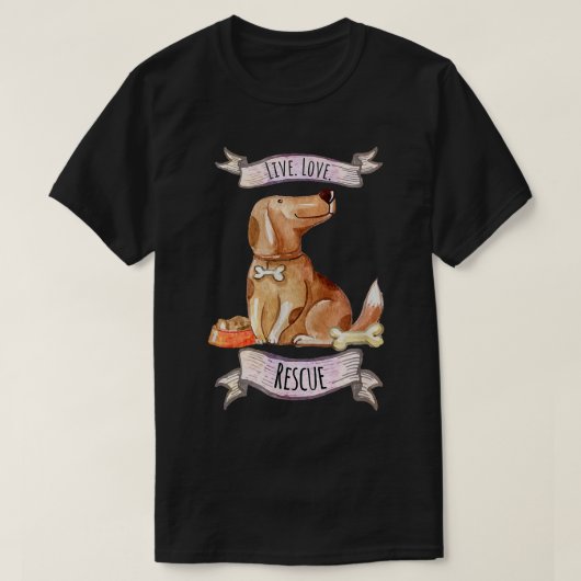 犬の救助を求める生きた愛の救助 Tシャツ (デザイン正面)