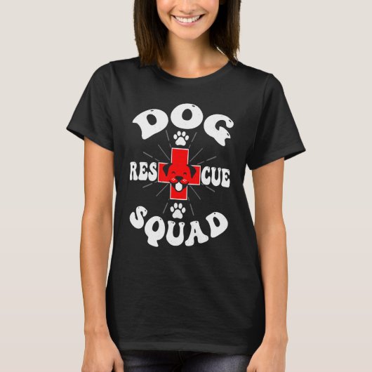 犬の救助分隊おもしろい動物福祉救助ペット Tシャツ (正面)