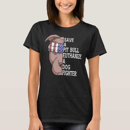 犬の救戦闘機Dをピットブルに安楽死させおもしろいる Tシャツ (正面)
