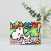 犬の散歩を見つける ポストカード (スタンド正面)