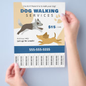 犬の散歩代行サービス ビジネス ミニチラシ チラシ (手)