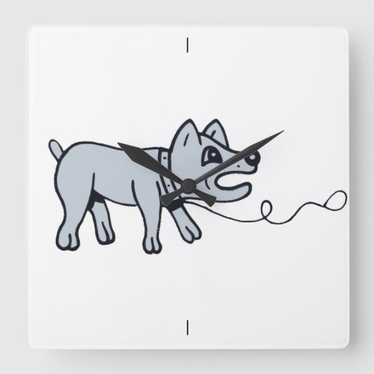 犬の散歩道。 スクエア壁時計 (正面)