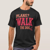犬の散歩 プラン 面白い ドッグウォーカー ビンテージ風デザイン Tシャツ (正面)