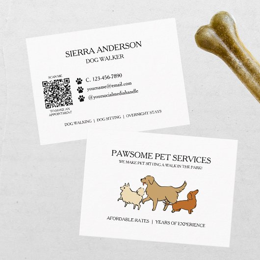 犬の散歩 ペットシッターQRコード 名刺