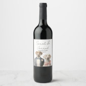 犬の新郎新婦結婚ズ ワインラベル (正面)