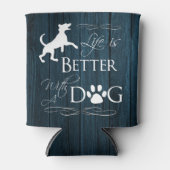 犬の方が人生クールが良い – 青 缶クーラー (正面)