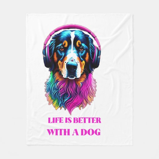犬の方が命が惜しい フリースブランケット (正面)