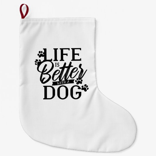 犬の方が命が惜しい ラージクリスマスストッキング (正面)