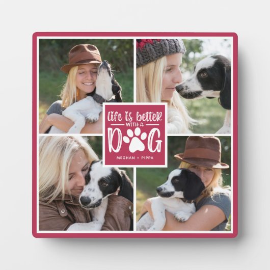犬の方が命が惜しい |写真のコラージュ フォトプラーク (正面)